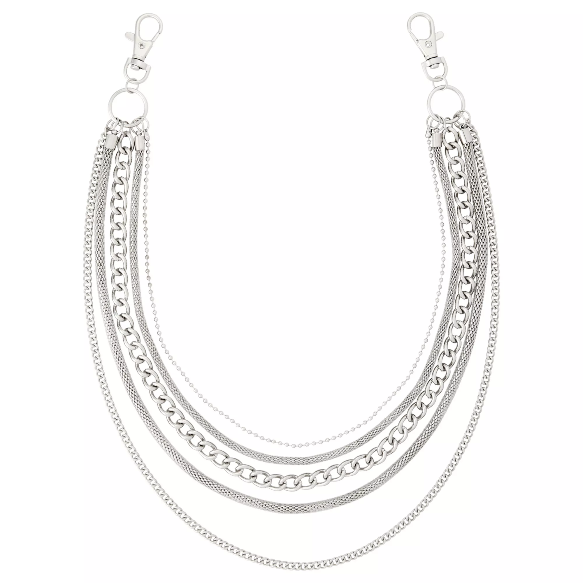 5-Row Silver-Tone Mixed Wallet Chain
