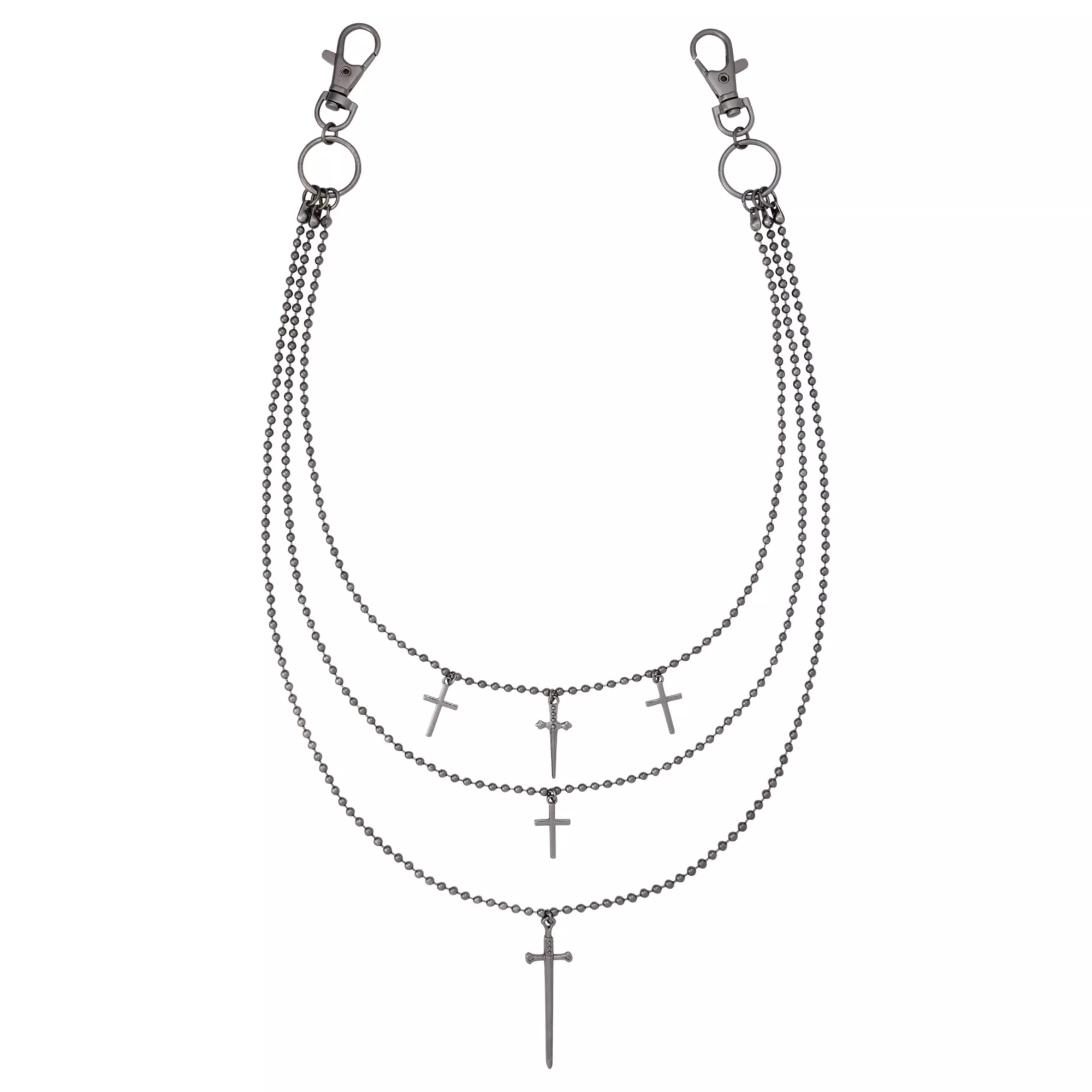 3-Row Black Dagger Sword Wallet Chain