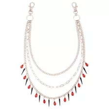 3-Row Red and Black Spike Gem Wallet Chain at Spencer's