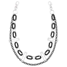 2-Row Black and Silver-Tone Cross Link Wallet Chain at Spencer's