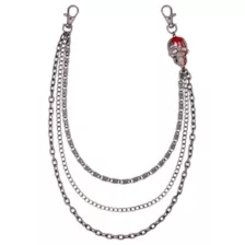 3-Row Silver-Tone Blood Dripping Skull Link Wallet Chain at Spencer's