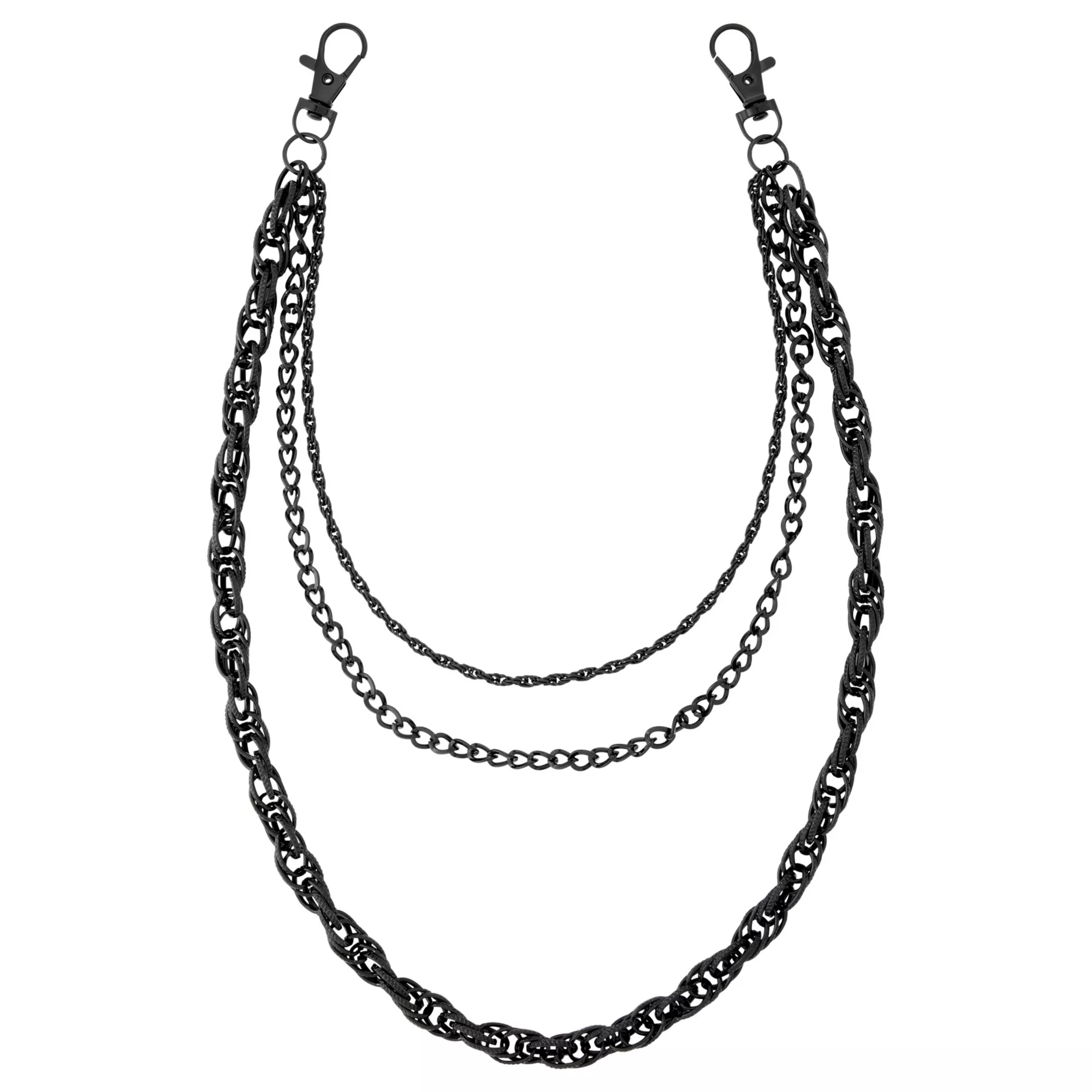 3-Row Black Link Wallet Chain