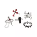 Multi-Pack Red Black Cross Coffin Sword Assorted Rings - 5 Pack at Spencer's