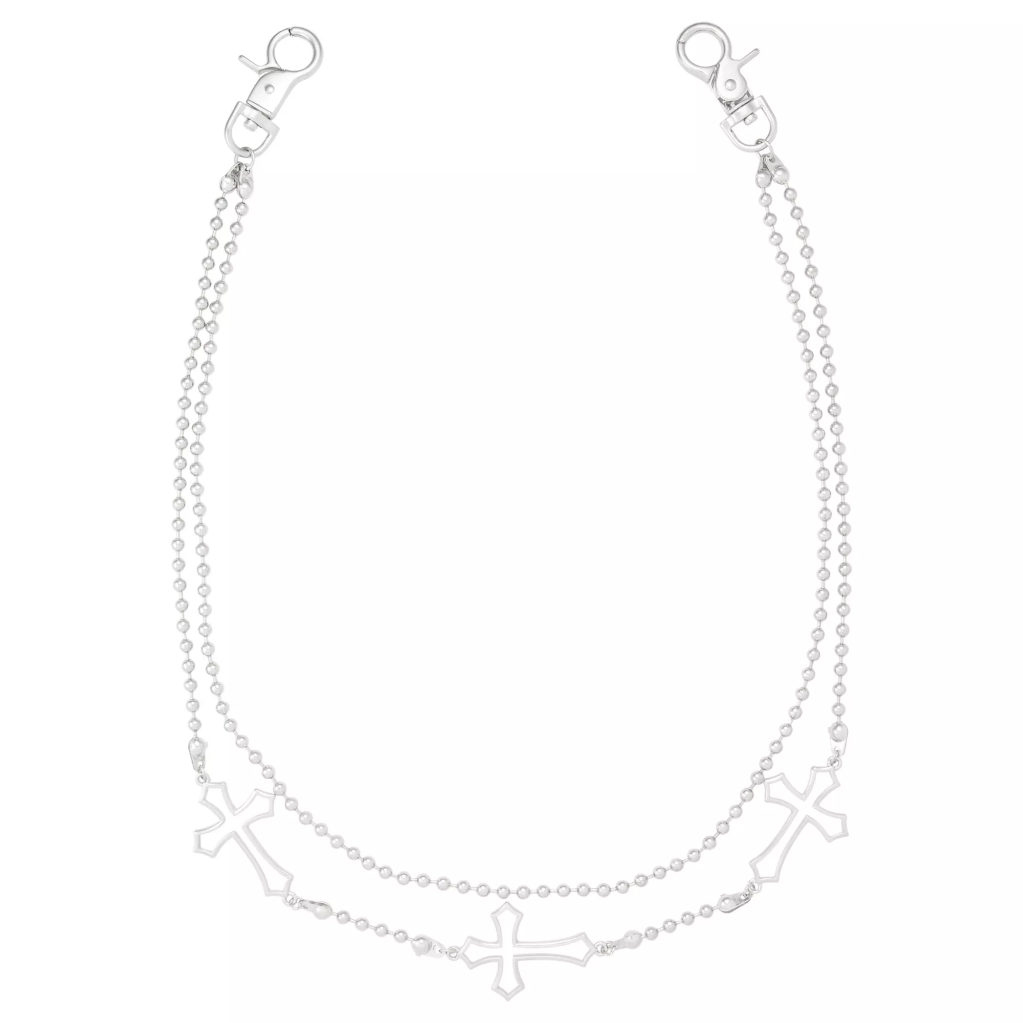 Silver-Tone 2-Row Cross Wallet Chain