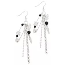 Butterfly Chain Safety Pin Dangle Earrings at Spencer's