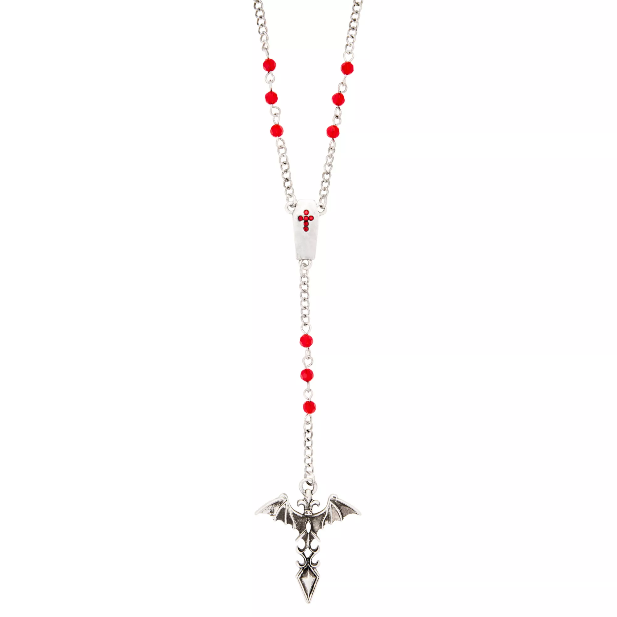Gothic Bat Coffin Bead Chain Necklace