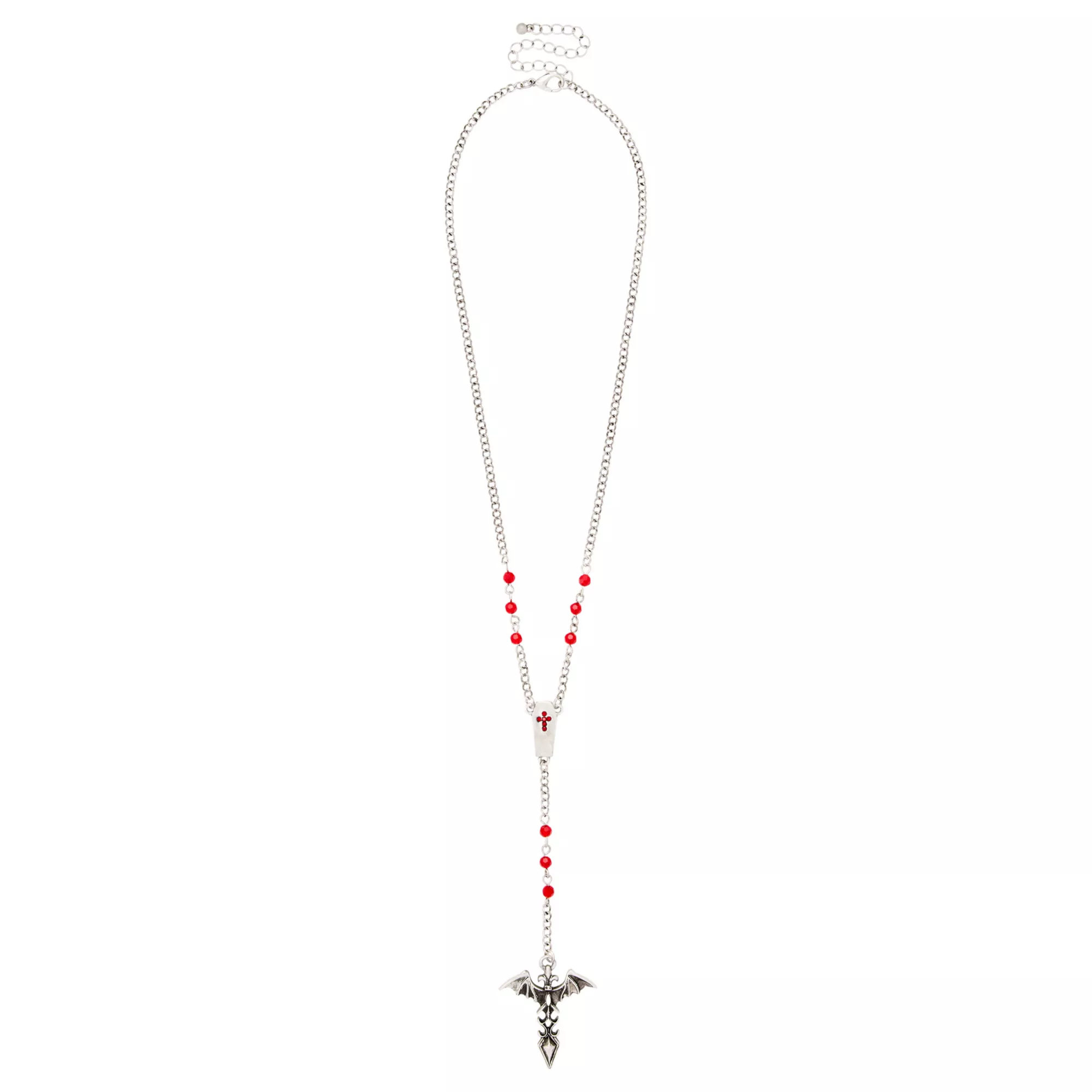 Gothic Bat Coffin Bead Chain Necklace