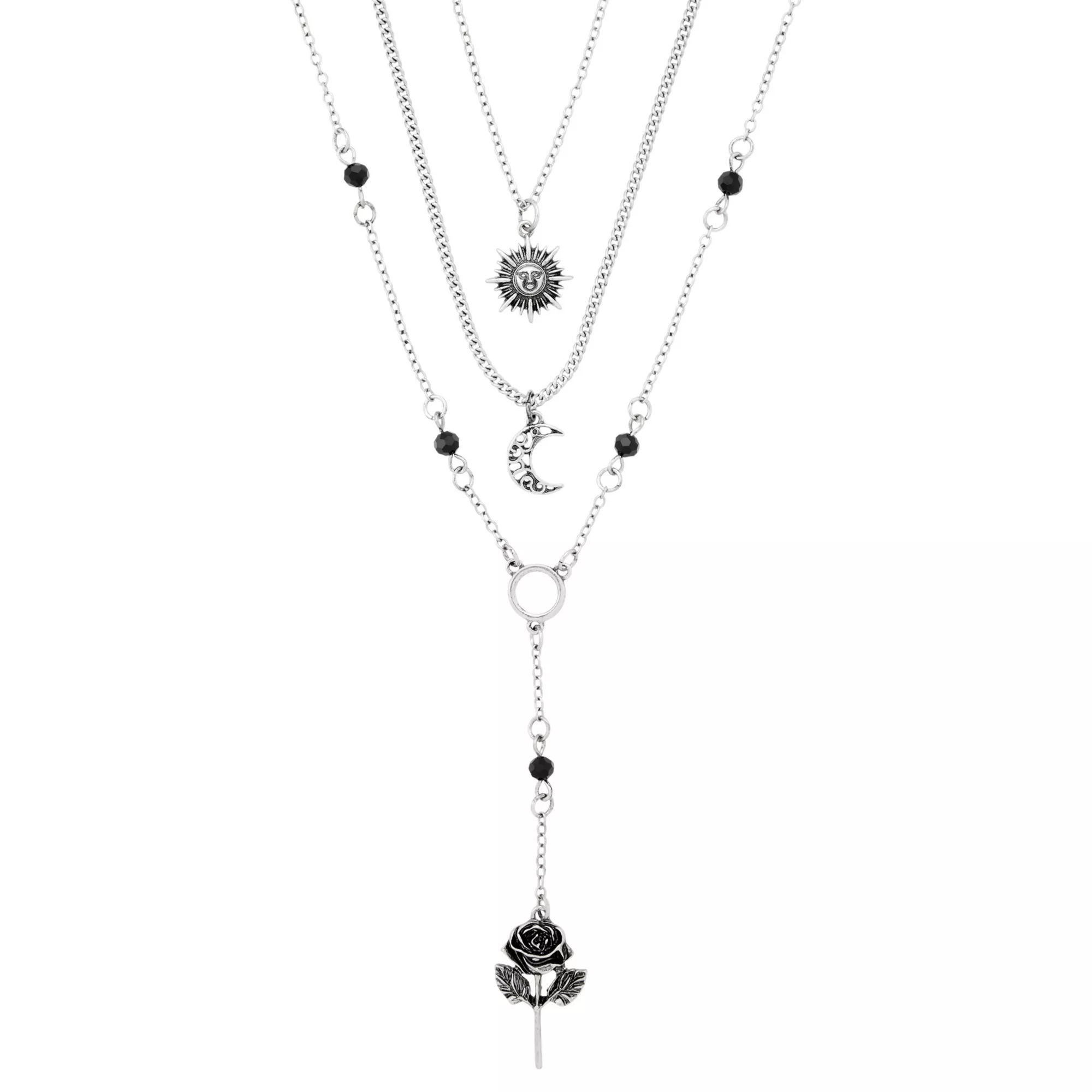 Multi-Pack Sun and Moon Beaded Rose Necklaces - 3 Pack
