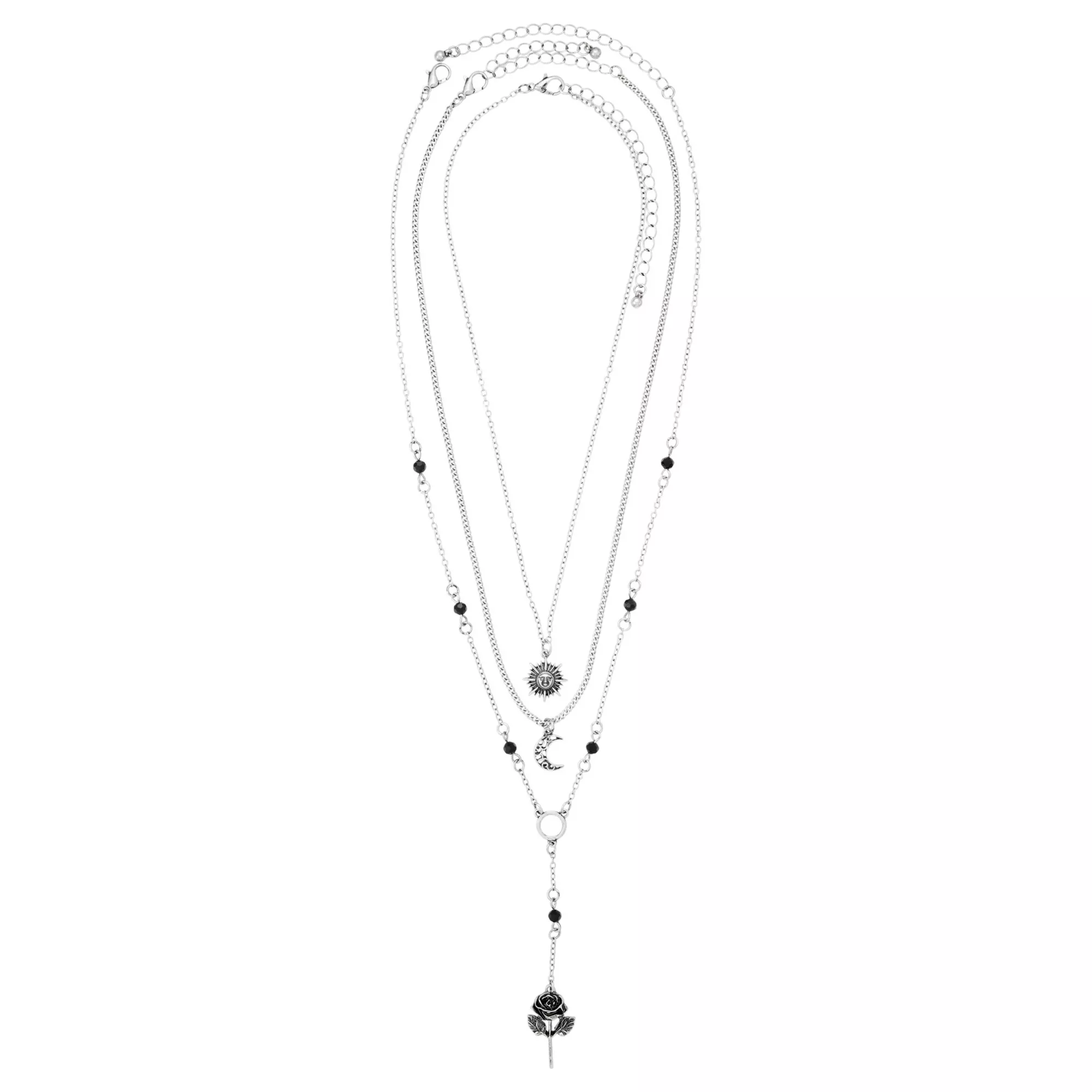 Multi-Pack Sun and Moon Beaded Rose Necklaces - 3 Pack