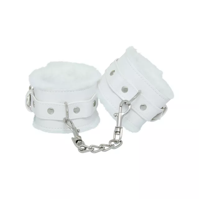 White Furry Handcuffs - Pleasure Bound at Spencer's