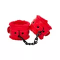 Red Furry Handcuffs - Pleasure Bound at Spencer's