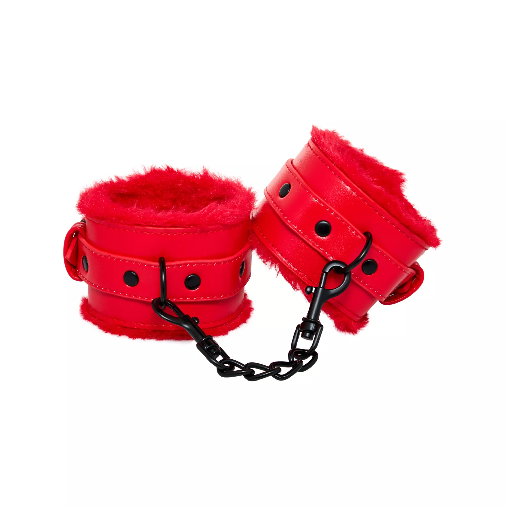 Red Furry Handcuffs - Pleasure Bound at Spencer's