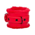 Red Furry Handcuffs - Pleasure Bound at Spencer's