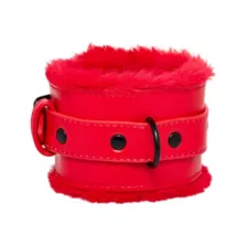 Red Furry Handcuffs - Pleasure Bound at Spencer's