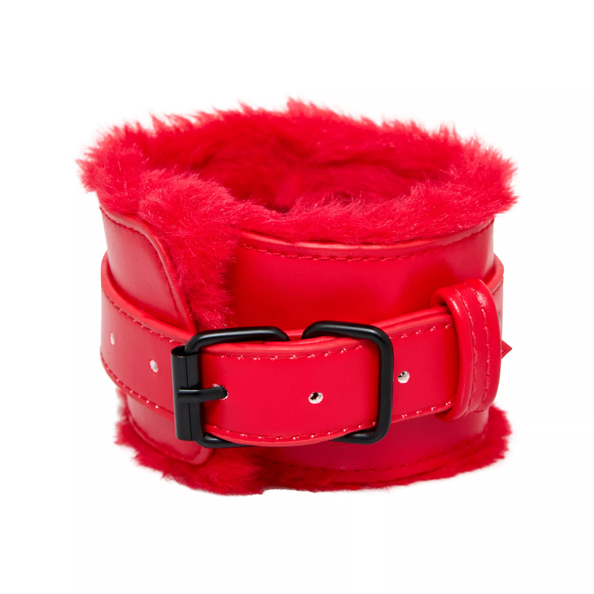 Red Furry Handcuffs - Pleasure Bound at Spencer's