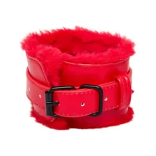 Red Furry Handcuffs - Pleasure Bound at Spencer's