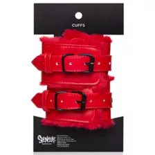 Red Furry Handcuffs - Pleasure Bound at Spencer's