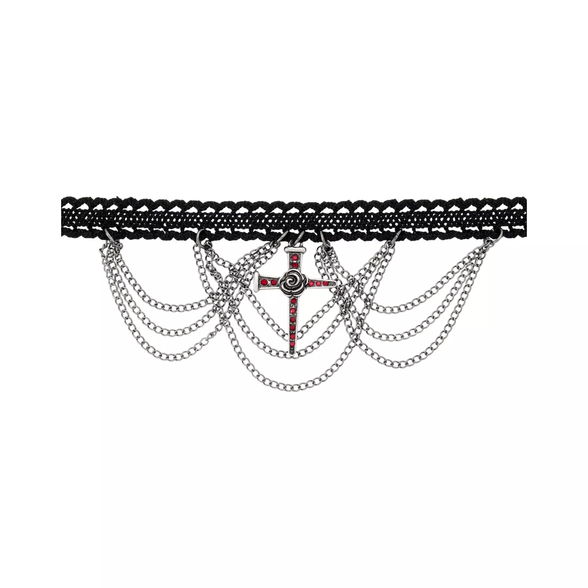 Lace Cross Chain Choker Necklace