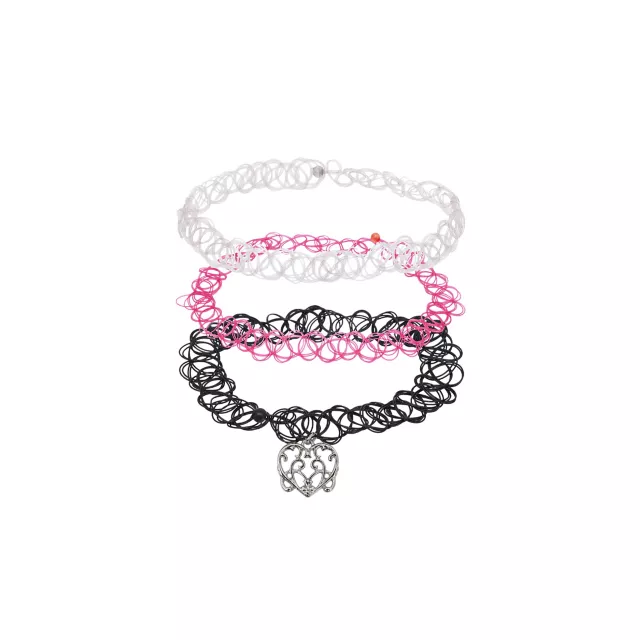 Multi-Pack Ornate Heart Tattoo Choker Necklaces - 3 Pack at Spencer's