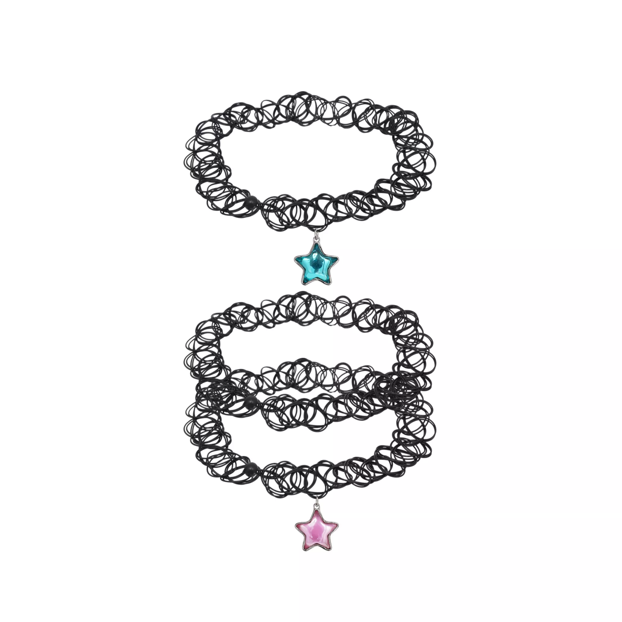 Multi-Pack Star Gem Tattoo Choker Necklaces - 3 Pack