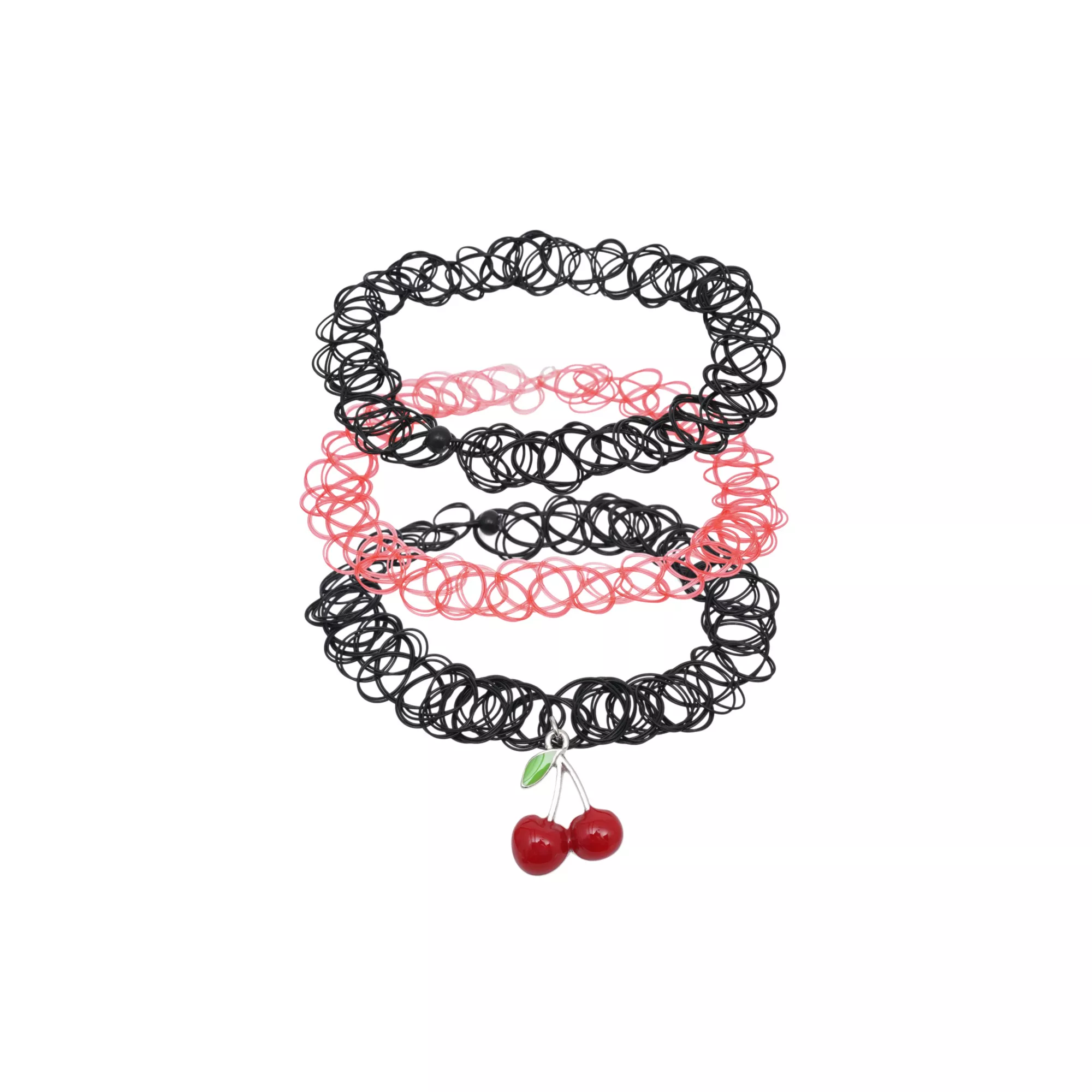 Multi-Pack Cherry Tattoo Choker Necklaces - 3 Pack