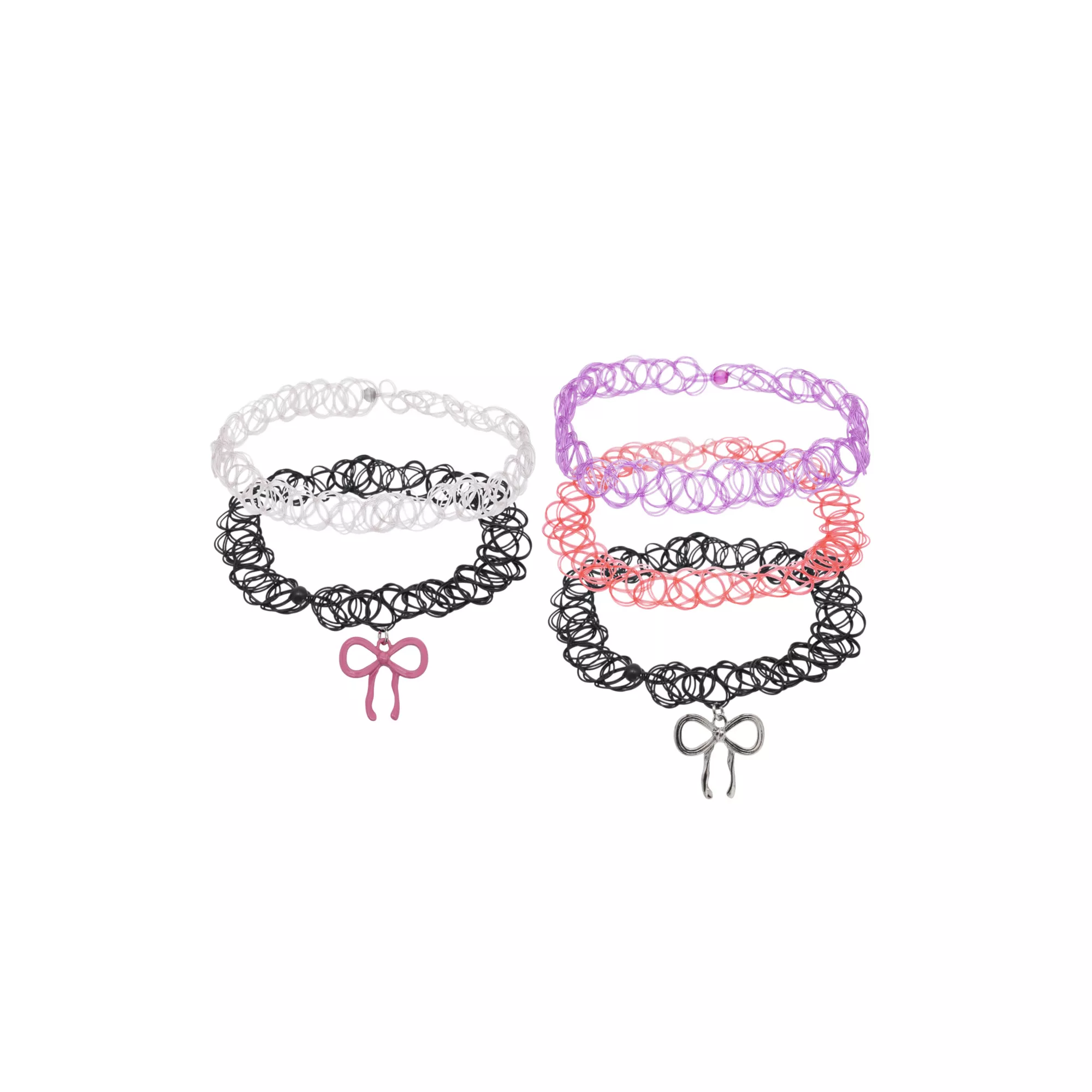 Multi-Pack Bow Tattoo Choker Necklaces - 5 Pack