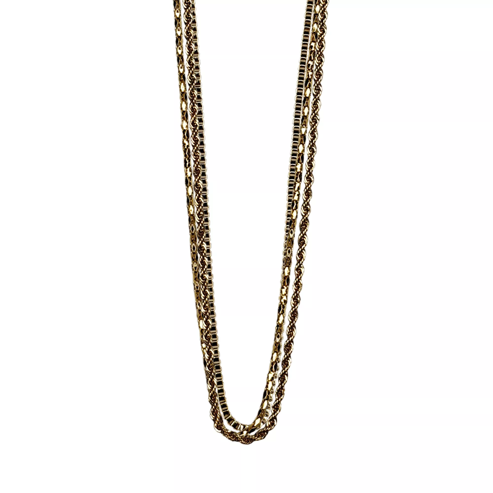 Multi-Pack Gold-Tone Rope, Box and Diamond Cut Rope Chain Necklaces - 3 Pack