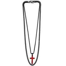 Multi-Pack Black and Red Cross Chain Necklaces - 2 Pack at Spencer's