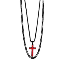 Multi-Pack Black and Red Cross Chain Necklaces - 2 Pack at Spencer's