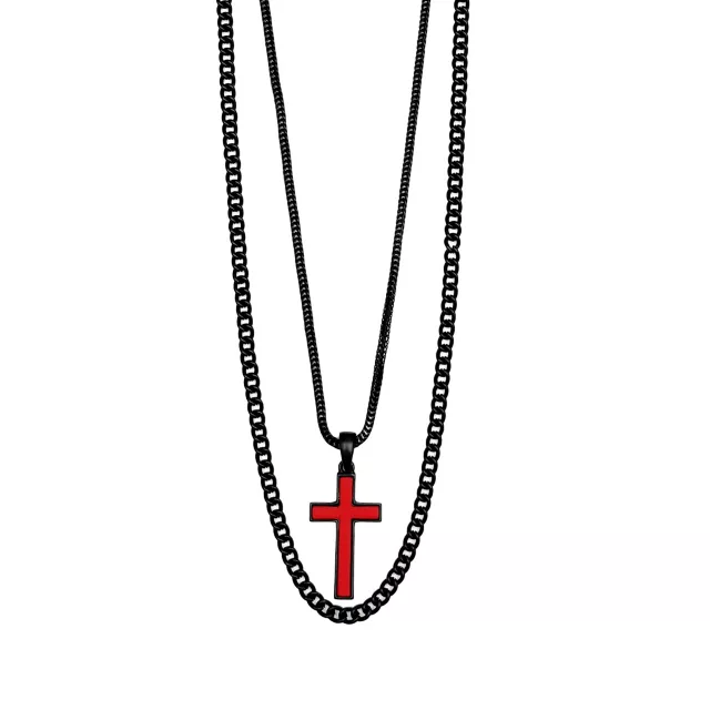 Multi-Pack Black and Red Cross Chain Necklaces - 2 Pack at Spencer's