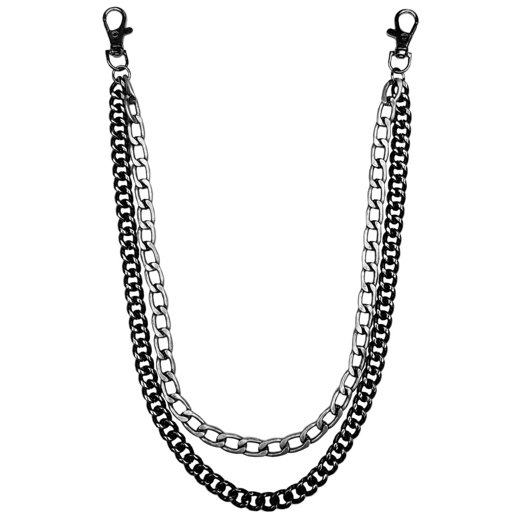 Silver-Tone Two-Row Curb Wallet Chain