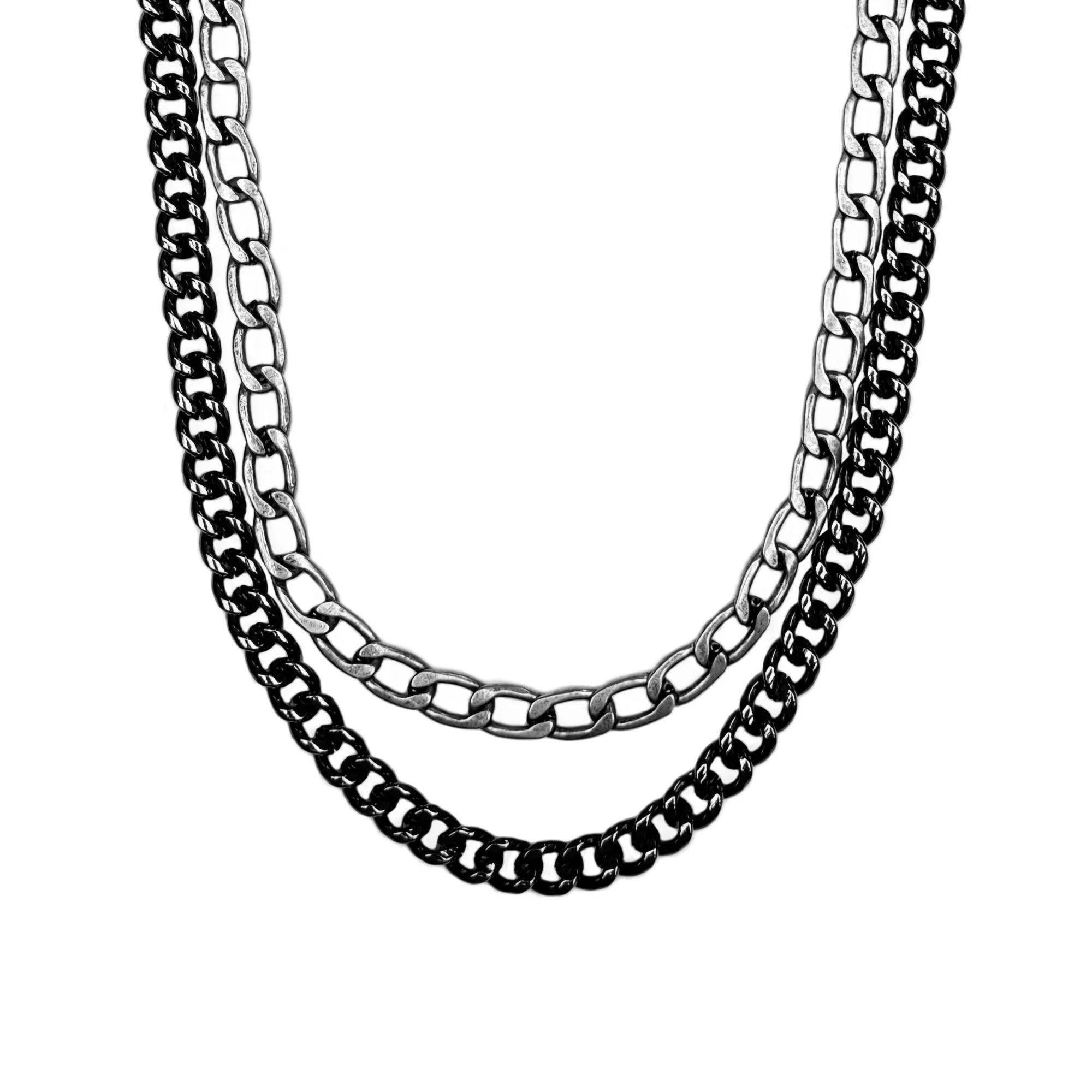 Silver-Tone Two-Row Curb Wallet Chain