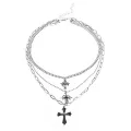 Cyber Crosses 3-Row Chain Necklaces at Spencer's