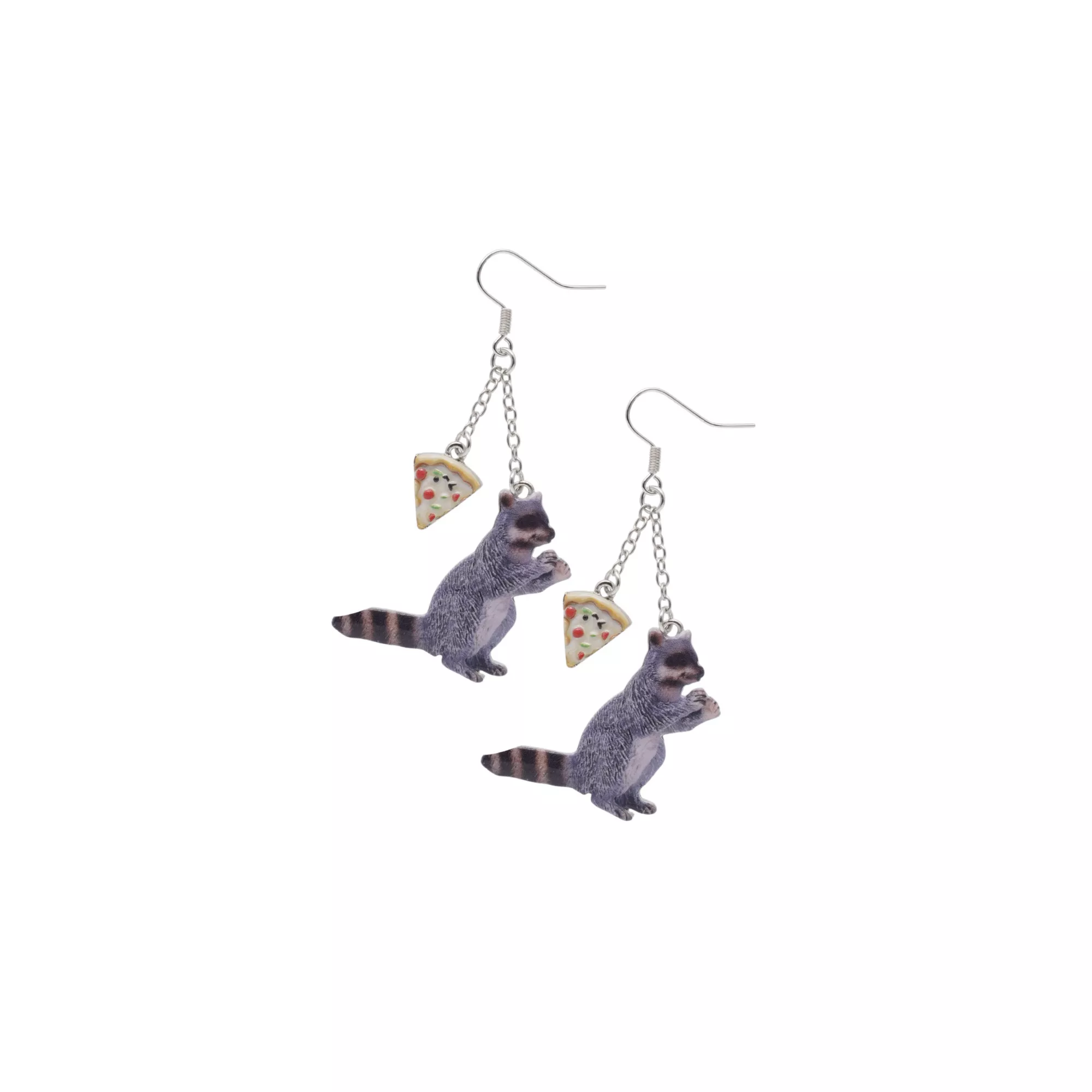 Raccoon Pizza Dangle Earrings