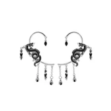 Black Dragon Silver-Tone Dangle Ear Cuffs at Spencer's