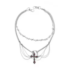 2-Row Red Gothic Cross Barbed Wire Wallet Chain at Spencer's