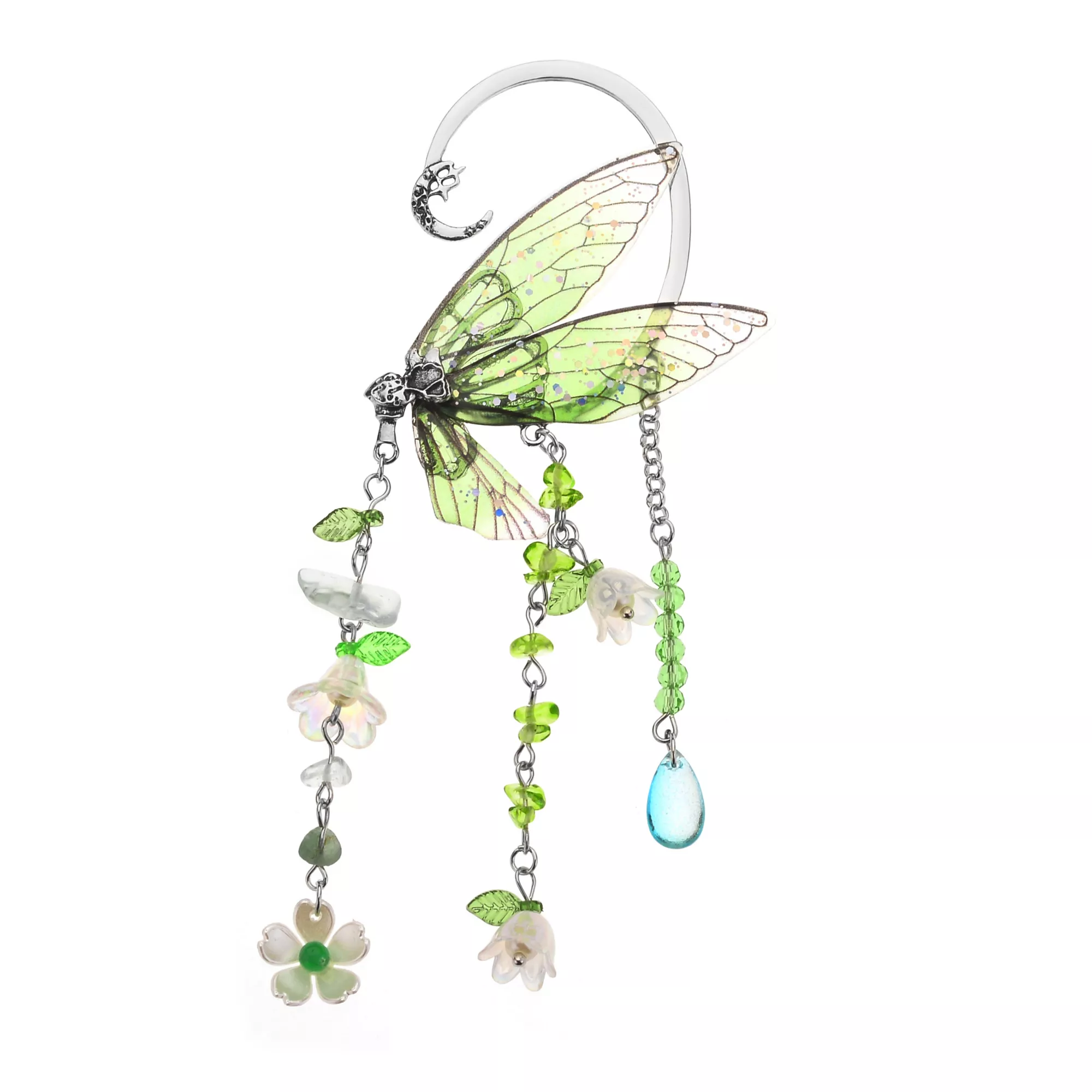 Fairy Wing and Flower Dangle Ear Cuff