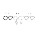 Multi-Pack Silver and Black-Toned Barbed Wire Heart, Skull, and Star Hoop Earrings - 6 Pair at Spencer's