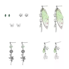 Multi-Pack Green Fairycore Stud and Dangle Earrings - 6 Pack at Spencer's