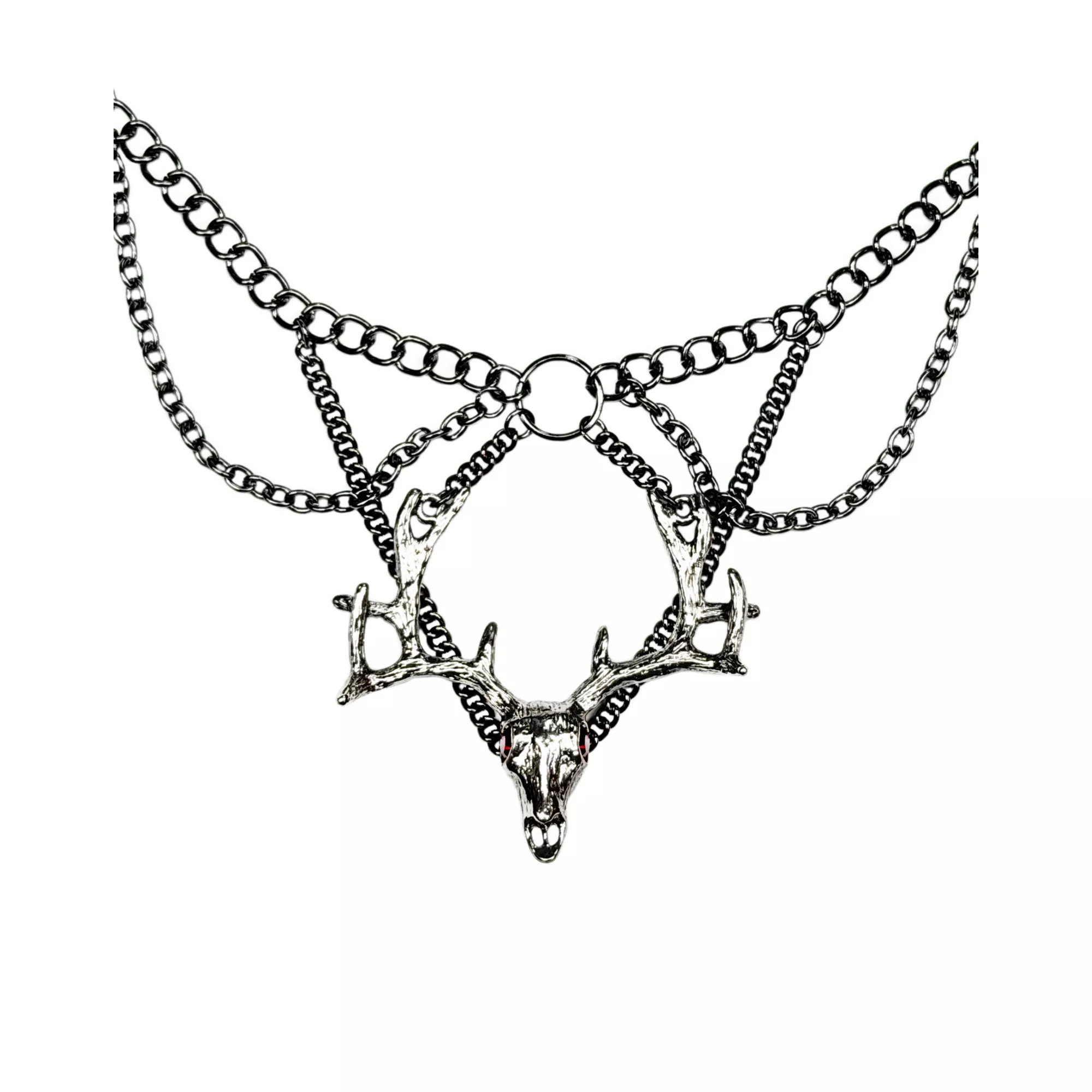 Deer Head Draped Chain Choker Necklace