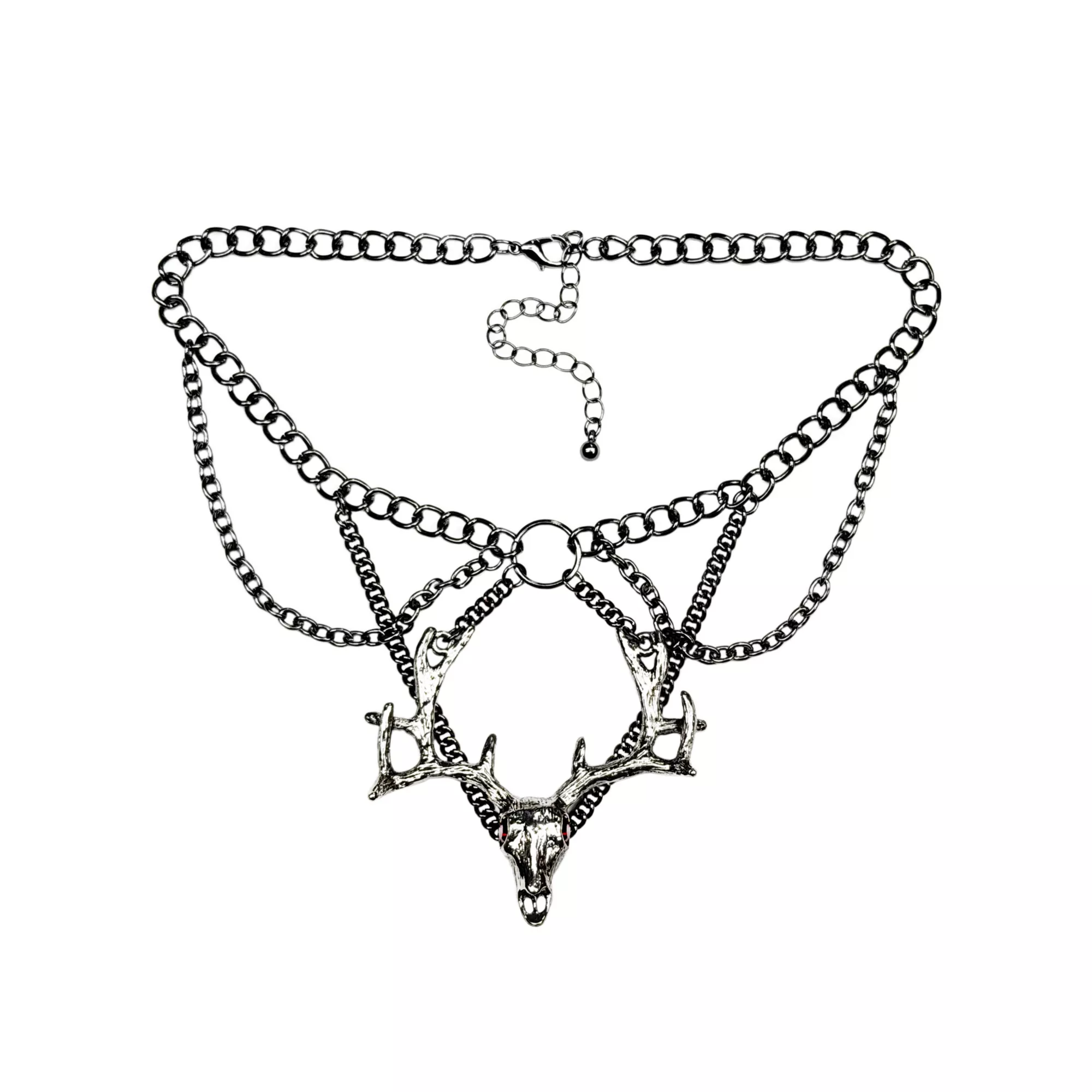Deer Head Draped Chain Choker Necklace
