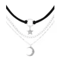 Star Moon Silver-Plated 3-Row Chain Choker Necklace at Spencer's