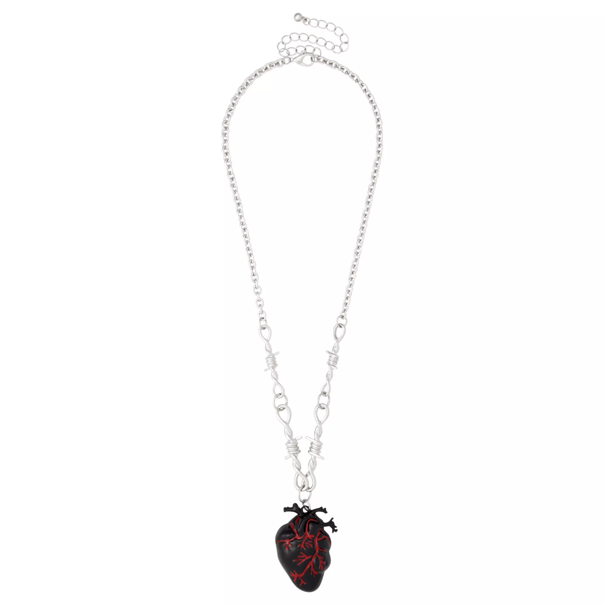 Barbed Wire Anatomical Heart Chain Necklace
