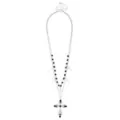 Black Beaded Cross Layered Necklace at Spencer's