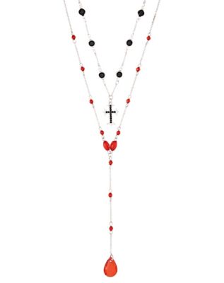 アクセサリー Tony White Hearts Necklace / Color Red Red Heart and Rose Pendant Necklace - Spencer's