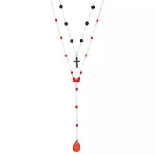 Black and Red Drip Cross Rosary Chain Necklace at Spencer's