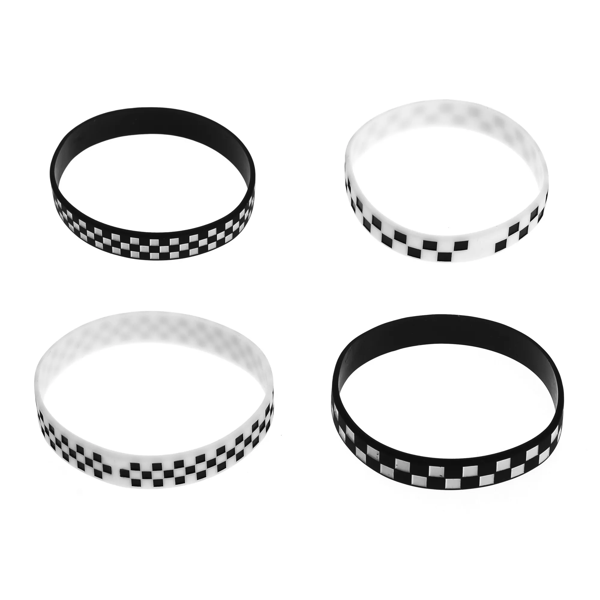 Checkboard Silicone Bracelets - 4 Pack