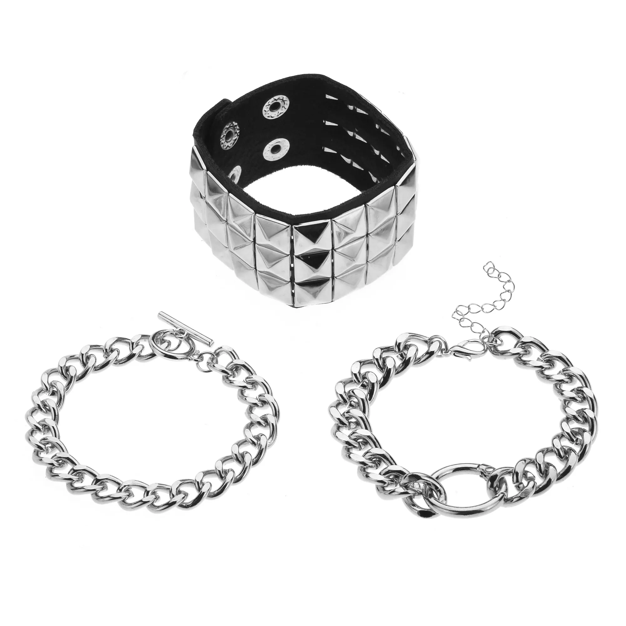 Multi-Pack Silver-Tone Cuff and Chain Bracelets - 3 Pack