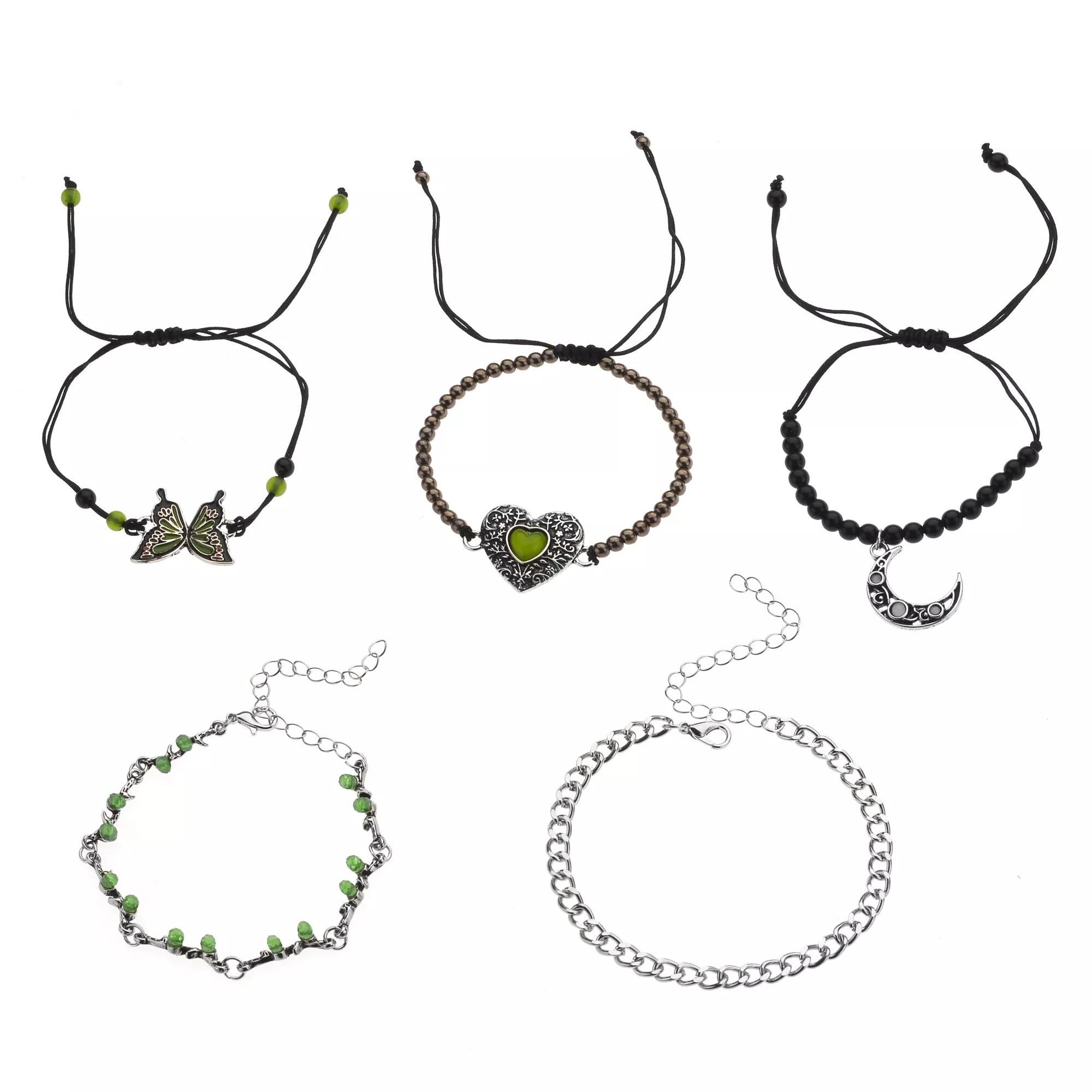 Multi-Pack Green Fairycore Bracelets - 5 Pack