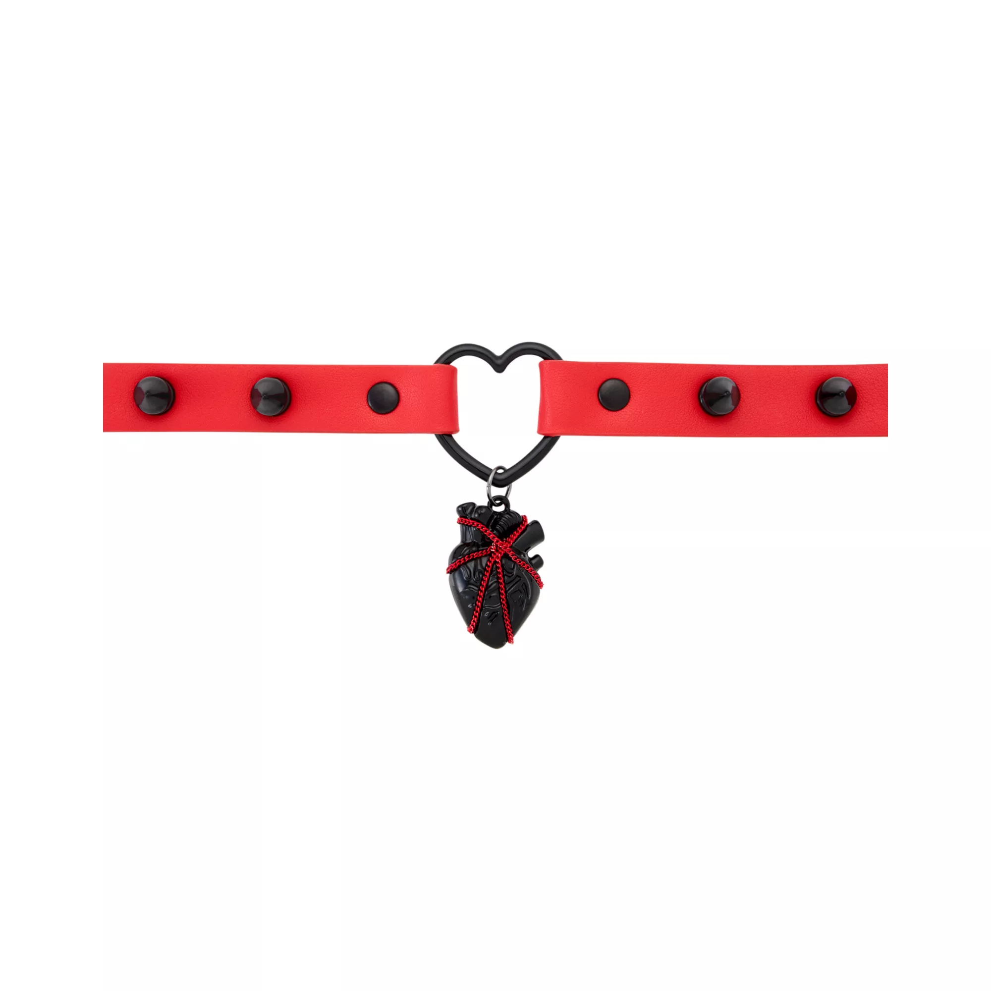 Black and Red Chained Heart Choker Necklace